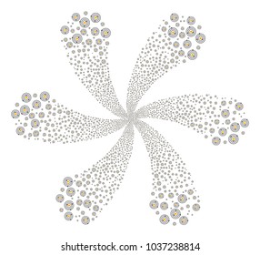 Solar System rotation bang. Object cycle created from random solar system symbols. Vector illustration style is flat iconic symbols.