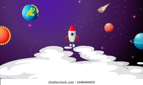 Solar system scene background illustration