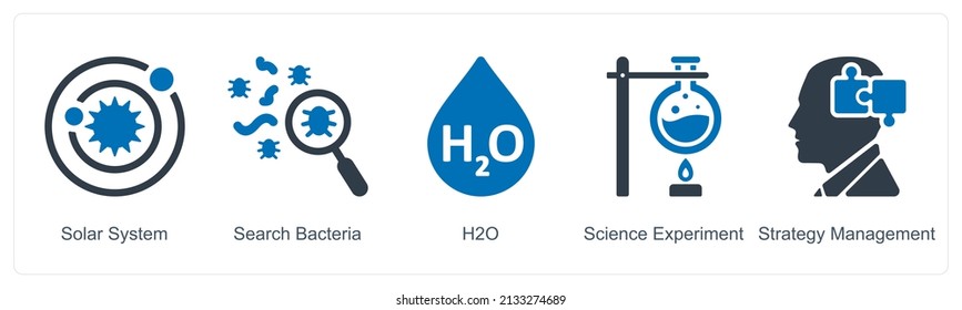 Solar System And Search Bacteria Icon Concept
