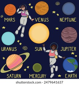 Solar system. Set of planets of solar system. Vector illustration. Planets.