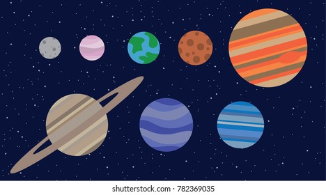 Solar System Set Planets Vector