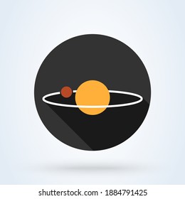 solar system sign icon or logo. Orbit concept. Planet with satellite illustration.