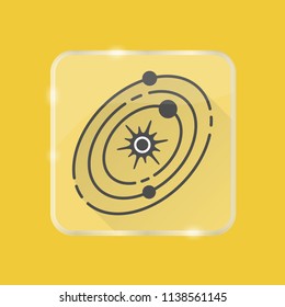 Solar system silhouette icon in flat style on transparent button