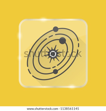 Solar system silhouette icon in flat style on transparent button