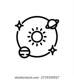 sistema solar simples preto preenchido esboço ilustração