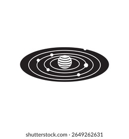 Solar system simple vector icon line illustration on white background