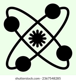 Solar system solid icon. Universe with planets and sun symbol in center glyph style pictogram on white background. Astrology and cosmos signs for mobile concept and web design. Vector graphics