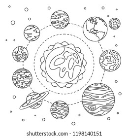 Solar system space concept background. Outline illustration of solar system space vector concept background for web design