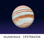 Solar system space object planet Jupiter vector illustration on deep sky background