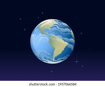 Solar system space object planet Earth vector illustration on deep sky background