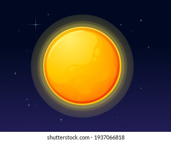 Solar system space object yellow dwarf Sun vector illustration on deep sky background