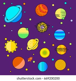 Solar system space planets galaxy earth universe astronomy star science cosmos vector illustration