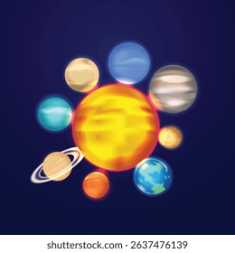 solar system in space with sun vector design