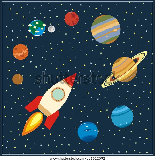 Solar System Spaceship Surrounded By Planets Stock Vector (Royalty Free ...