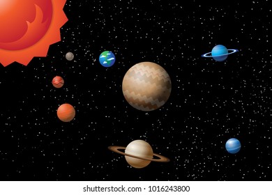 solar system with star ocean in background vector eps 10