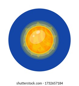 solar system star vector icon, cartoon sticker for teaching astronomy and space for children at school online, sun with transparent rays isolated on white background, eps 10 print for t-shirt sunny