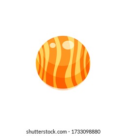 solar system striped planet vector icon, cartoon sticker for teaching astronomy and space for children in school online, mercury isolated on white background, multicolored shiny ball eps 10, print 