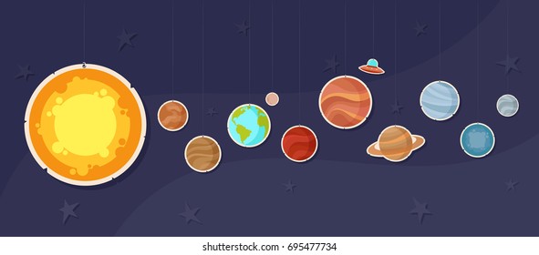Solar System. Stylized Vector Illustration 