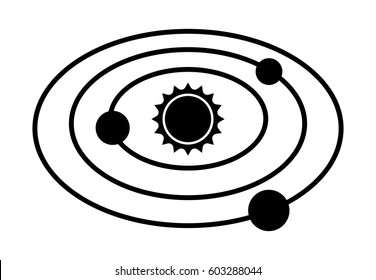 Solar system with the sun and planets on orbits flat vector icon for apps and websites