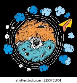 Solar System Travel, sketch and illustration