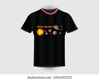 solar system, t-shirt for clothing, textile
