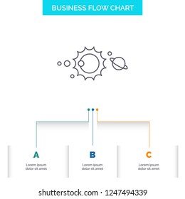 solar, system, universe, solar system, astronomy Business Flow Chart Design with 3 Steps. Line Icon For Presentation Background Template Place for text