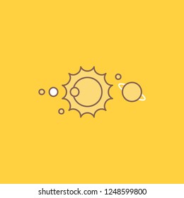 solar, system, universe, solar system, astronomy Flat Line Filled Icon. Beautiful Logo button over yellow background for UI and UX, website or mobile application