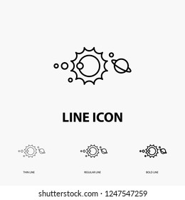 solar, system, universe, solar system, astronomy Icon in Thin, Regular and Bold Line Style. Vector illustration