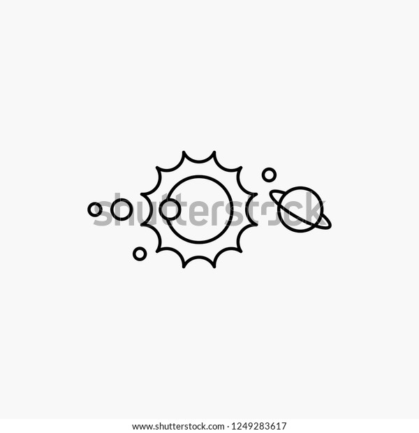 solar, system, universe, solar\
system, astronomy Line Icon. Vector isolated\
illustration