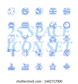 Solar system universe icon set space vector isolated with blue colors