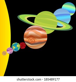 Solar system in vector with all planets