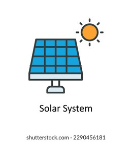 Solar System Vector   Fill outline Icons. Simple stock illustration stock