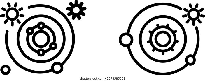 "Solar System Vector Icon - Depicting Planets, Sun, and Celestial Bodies in Space"

