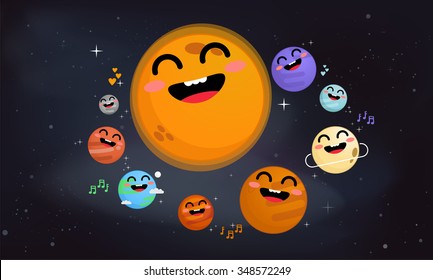 The solar system vector illustration