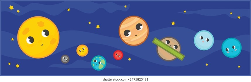 Solar system. Vector illustration. Banner.