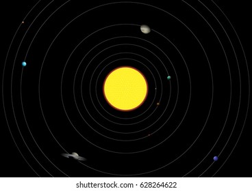 Solar system vector illustration on black background