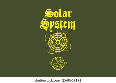 Sistema solar ilustração vetorial imprimir com sistema solar para a variedade gráfica, t-shirt, cartaz imprimir