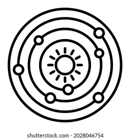 Solar System Vector Outline Icon Isolated On White Background
