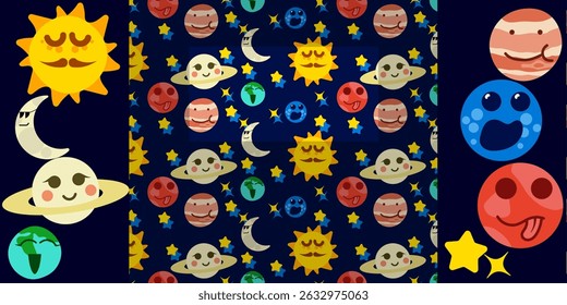 solar system vector and pattern full pack