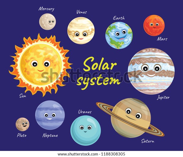 Solar System Vector Set Cute Planets Stock Vector (Royalty Free) 1188308305