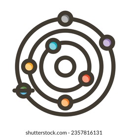 Solar System Vector Thick Line Filled Colors Icon For Personal And Commercial Use.
