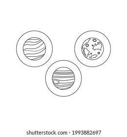 Solar System Venus Line Icon Bundle