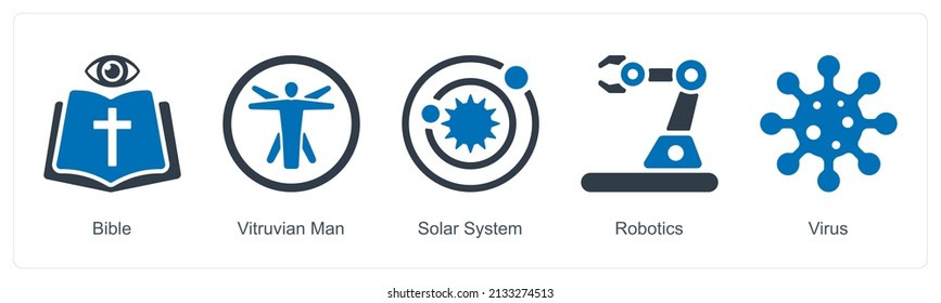 Solar System And Virus Icon Concept