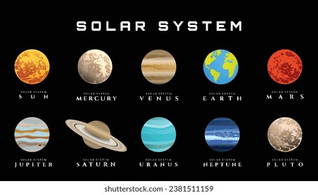 SOLAR SYSTEM,FLAT VECTOR SOLAR SYSTEM