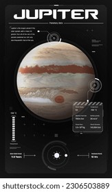 Der Jupiter des Sonnensystems und seine Eigenschaften, Vektorgrafik