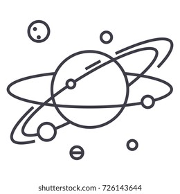 solar system,planetary,space,planet with satelites,mars vector line icon, sign, illustration on background, editable strokes