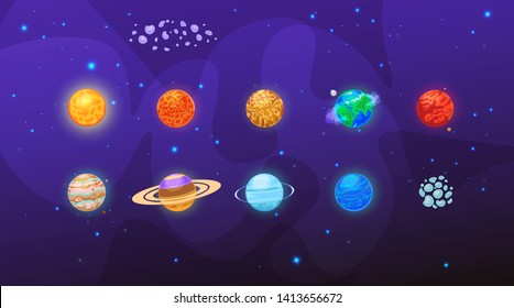 solar sytem with space stars and planets