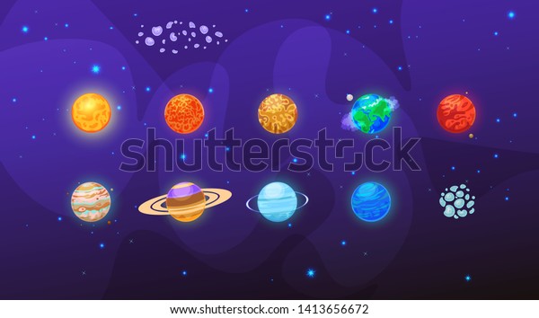 Solar Sytem Space Stars Planets 스톡 벡터(로열티 프리) 1413656672