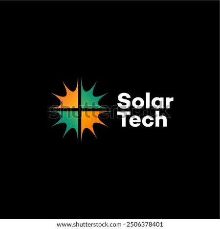 Solar tech energy logo design vector template editable 