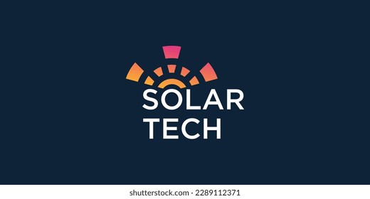 Solar tech logo design idea with modern style concept